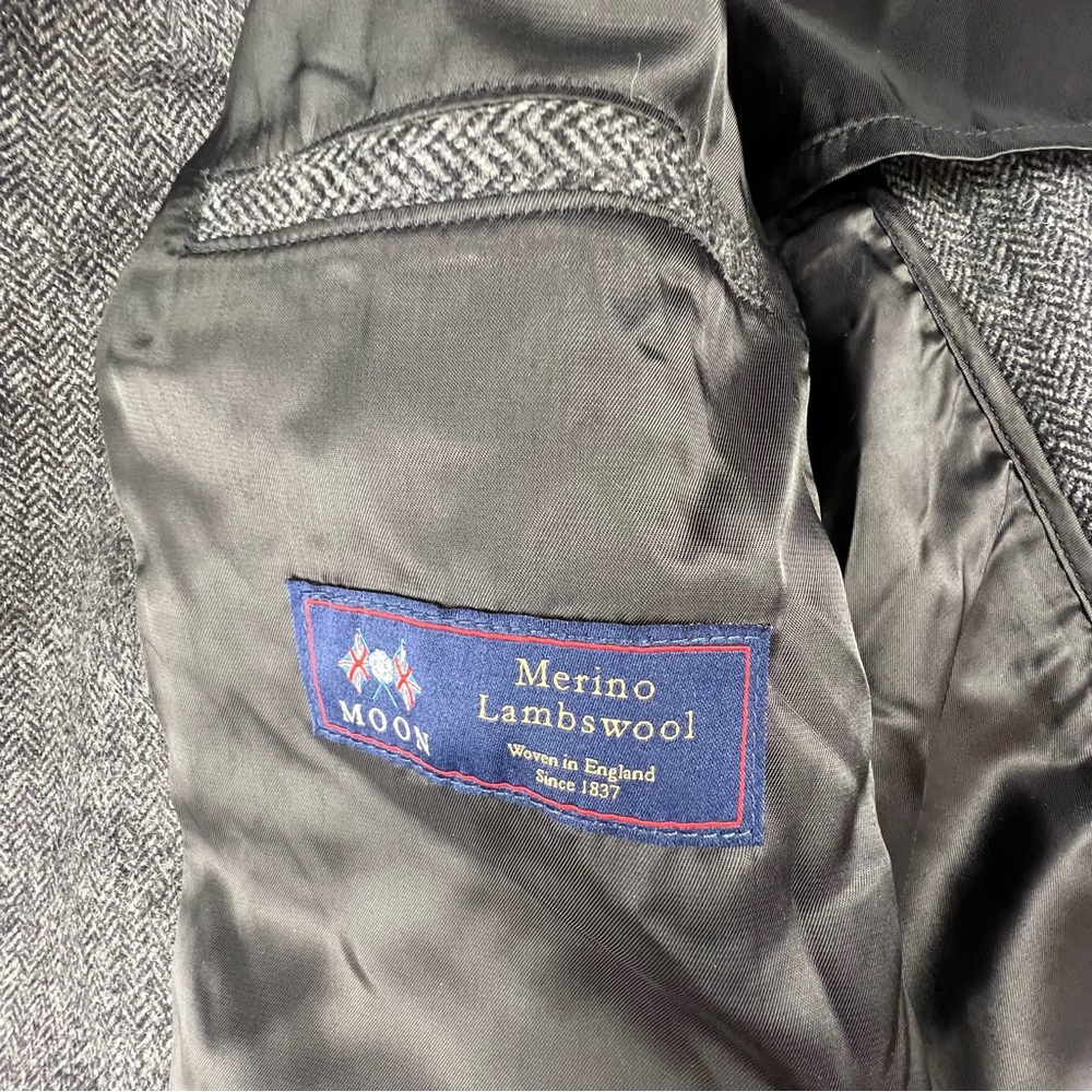 AYR The Casino Blazer Jacket Mens S Herringbone Moon Merino Lambswool Chore Coat - Picture 13 of 14